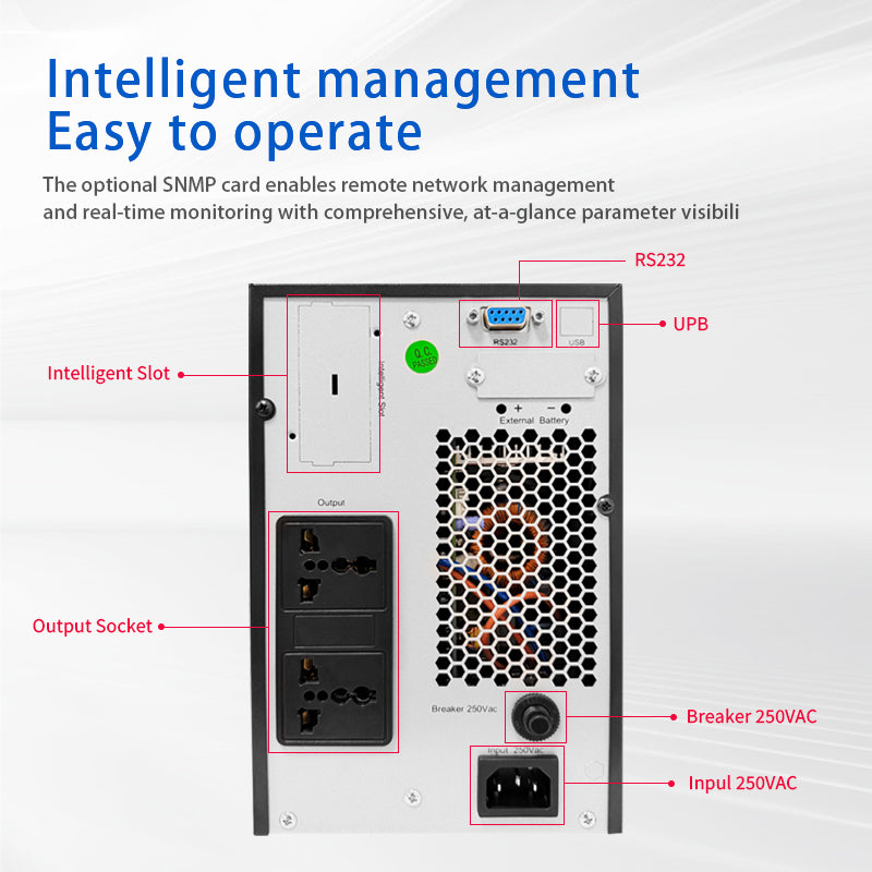 1000VA/800W，2000 VA/1800W，3000 VA/2700W  OEM Single phase 220v 380v backup uninterruptible power supply 3 fase Onduleur online ups