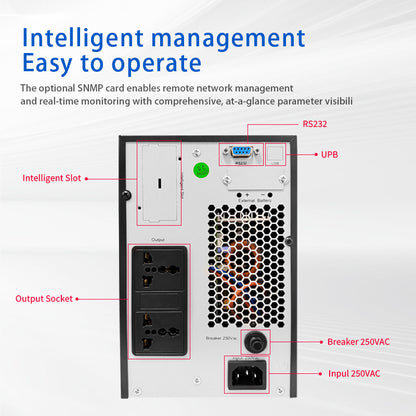 1000VA/800W，2000 VA/1800W，3000 VA/2700W  OEM Single phase 220v 380v backup uninterruptible power supply 3 fase Onduleur online ups