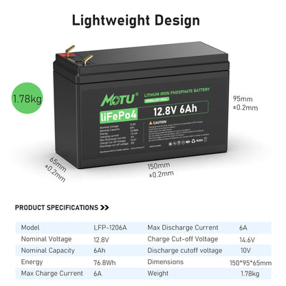 MOTU 12.8V lithium ion Batteries 12v 6ah 7Ah 10Ah LifePo4 Battery with Smart BMS for UPS System Sprayer